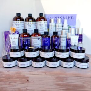 skincare products sitting in a line