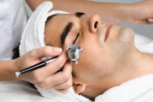 woman getting an oxygen treatment on her face